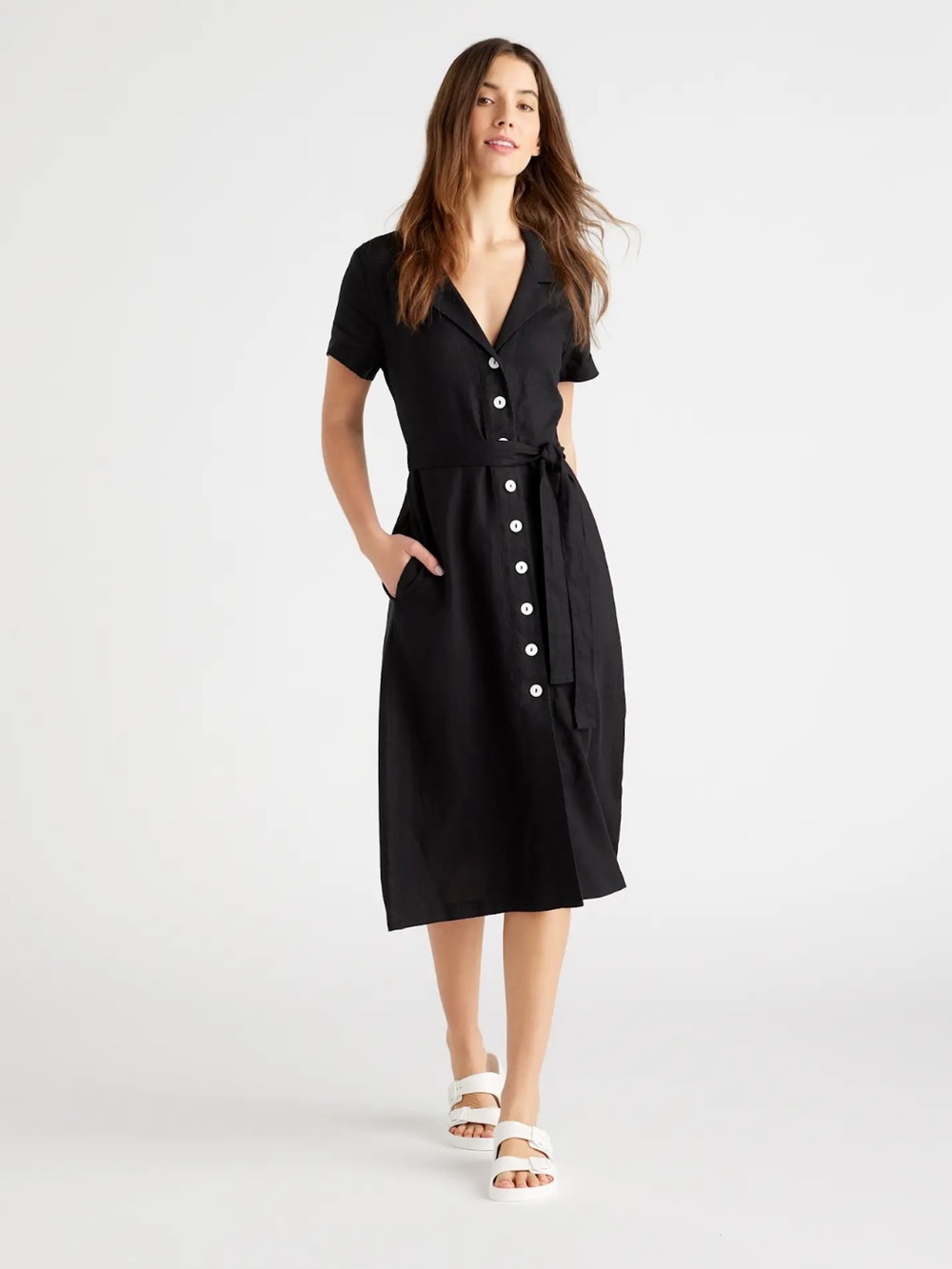 Quince 100% Linen Button Down Dress